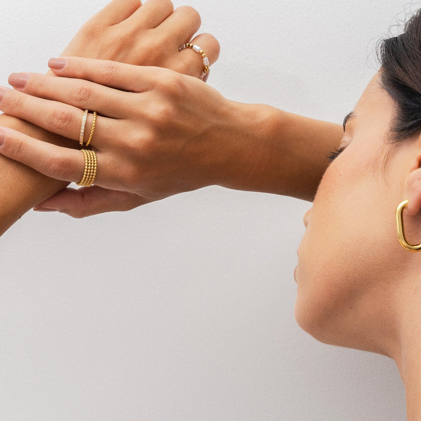 Anel camadas lumière Banhado a Ouro 18K