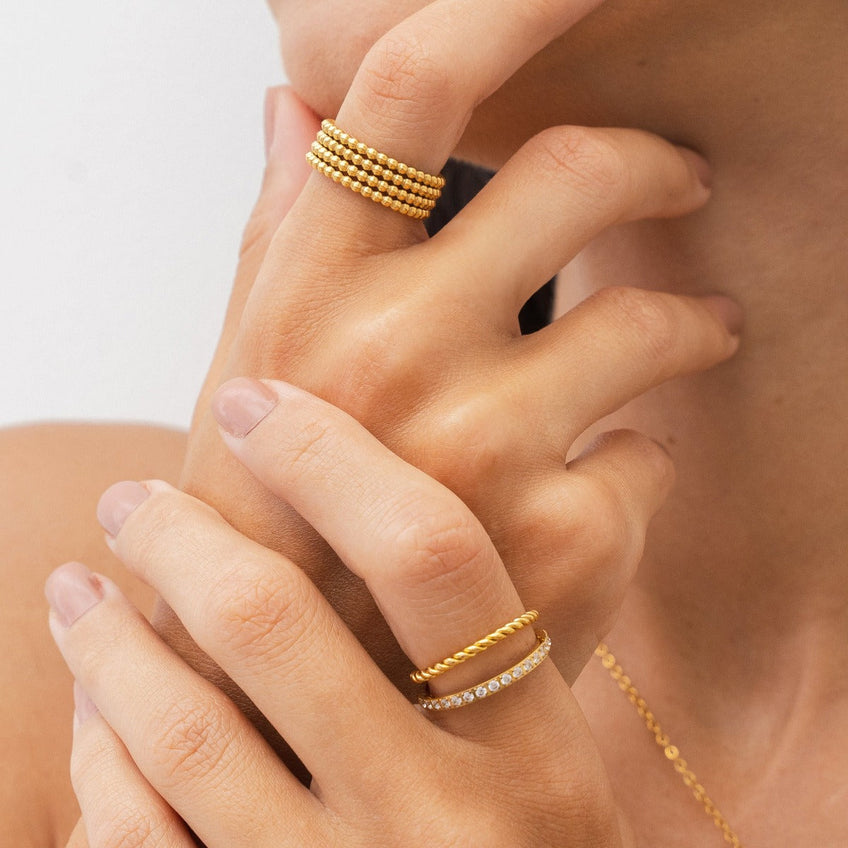 Anel camadas lumière Banhado a Ouro 18K