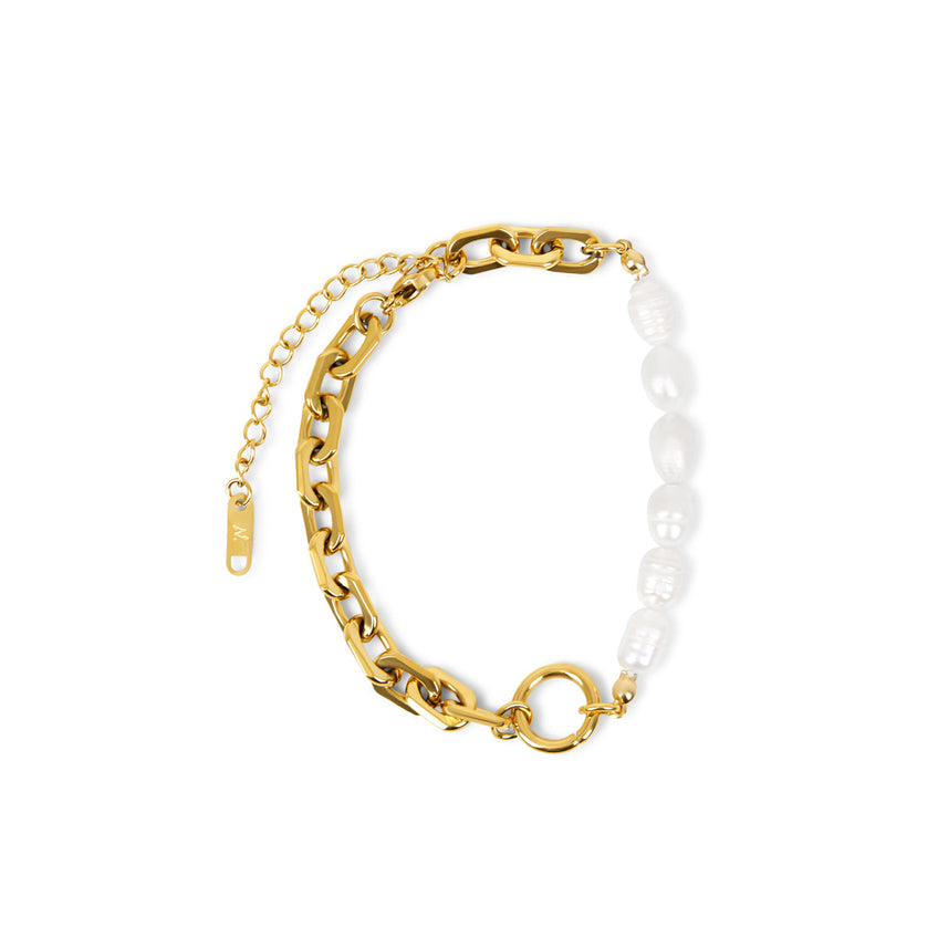 Pulseira aurora de pérolas Banhado a Ouro 18K