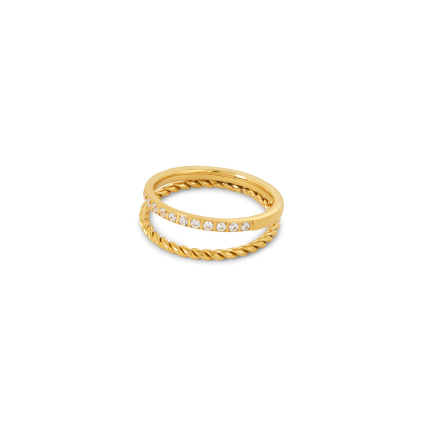 Anel camadas lumière Banhado a Ouro 18K