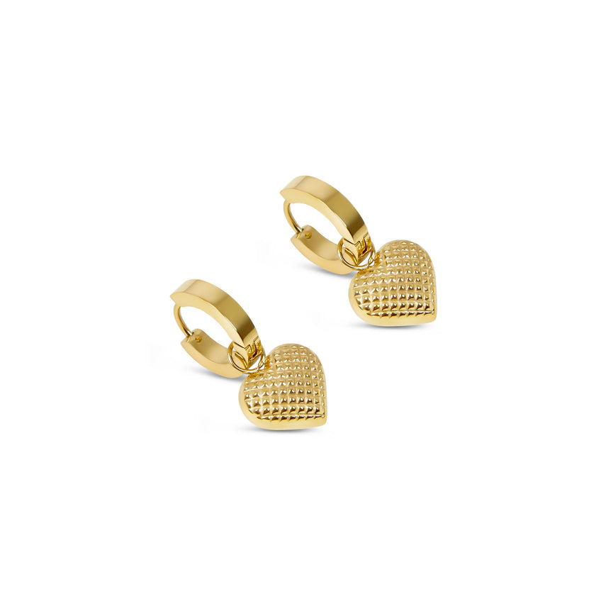 Brincos com pingente coração Banhado a Ouro 18K