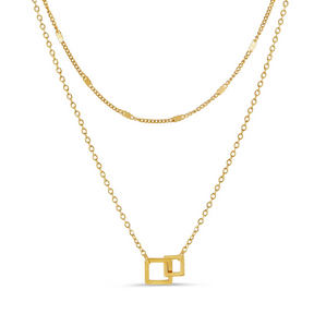 Colar geométrico square Banhado a Ouro 18K