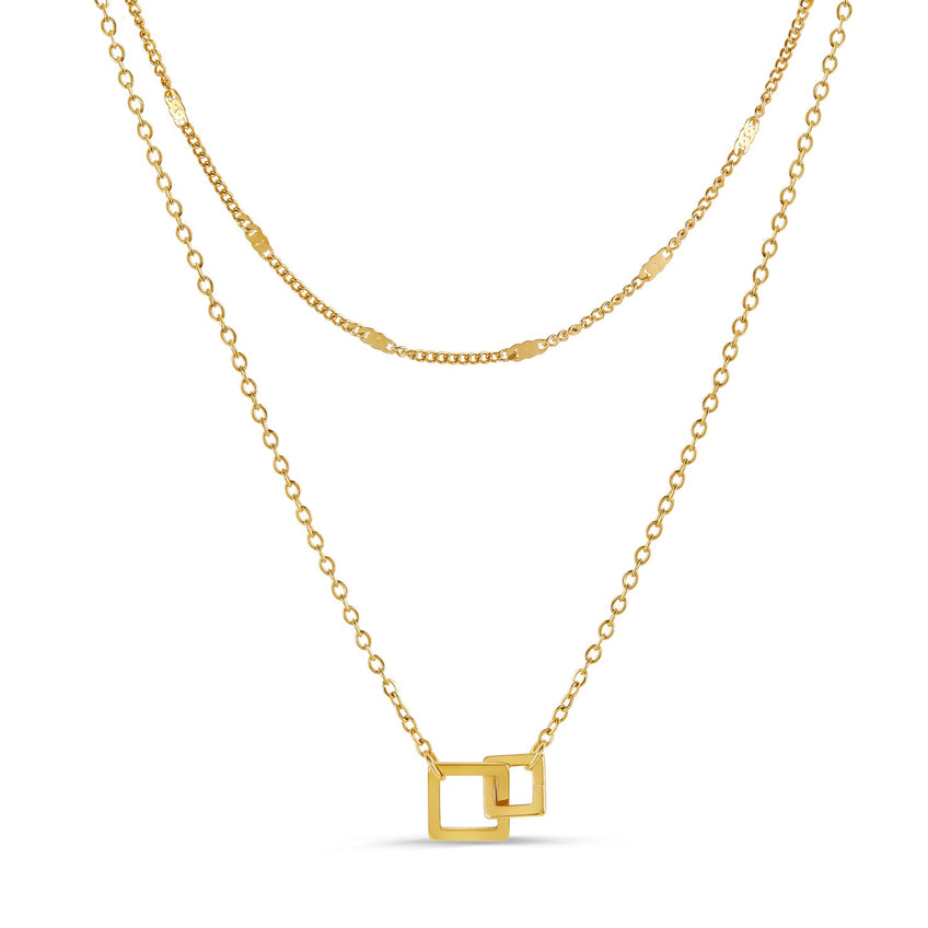 Colar geométrico square Banhado a Ouro 18K