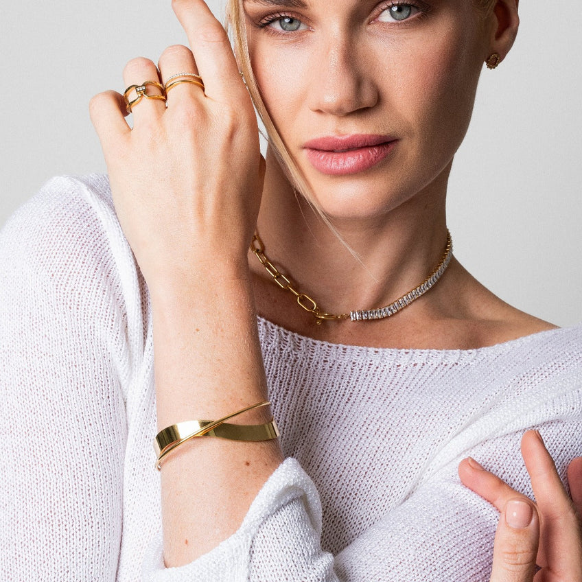 Pulseira entrelaçada Banhado a Ouro 18K