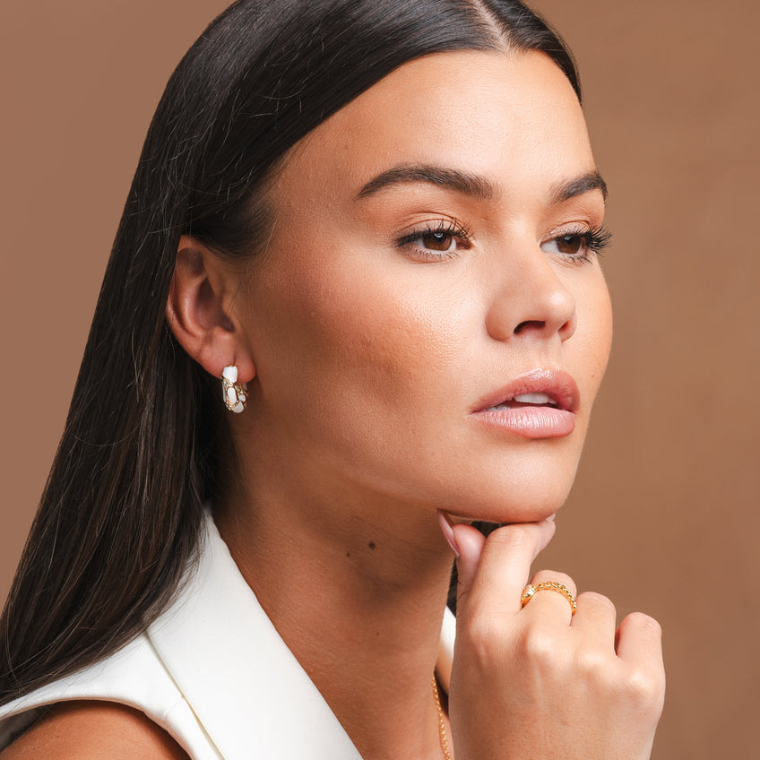 Brincos venus Duo glow Banhado a Ouro 18K